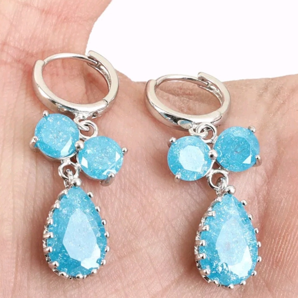 Aquamarine star sterling trio earrings